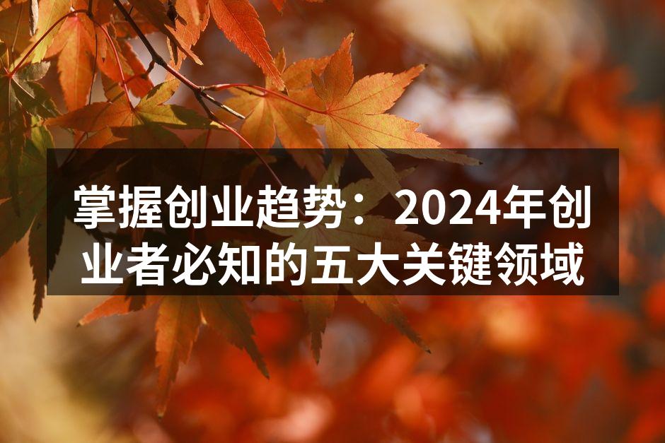 掌握创业趋势：2024年创业者必知的五大关键领域
