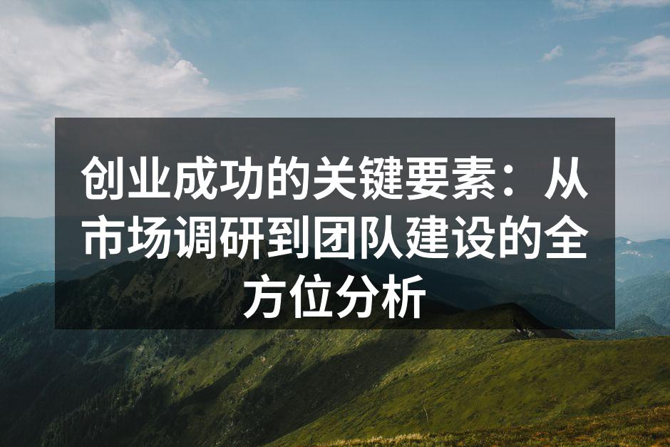 创业成功的关键要素：从市场调研到团队建设的全方位分析